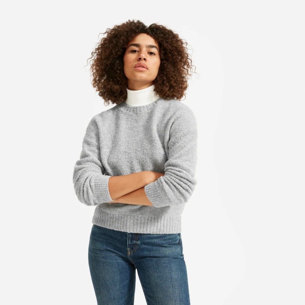 Used Everlane Gray Teddy Crew Neck Sweater XS